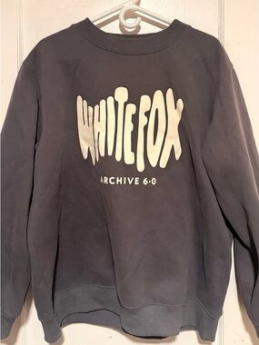 White Fox Boutique Gray Crewneck Sweatshirt with White Logo